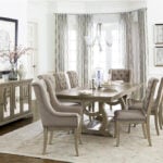 Ashford Grace 8 seater wooden dining table with eight upholstered tufted fabric dining chairs