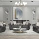 Nancy 6-seater Black Coffee sofa set with rolled arms in a modern living room