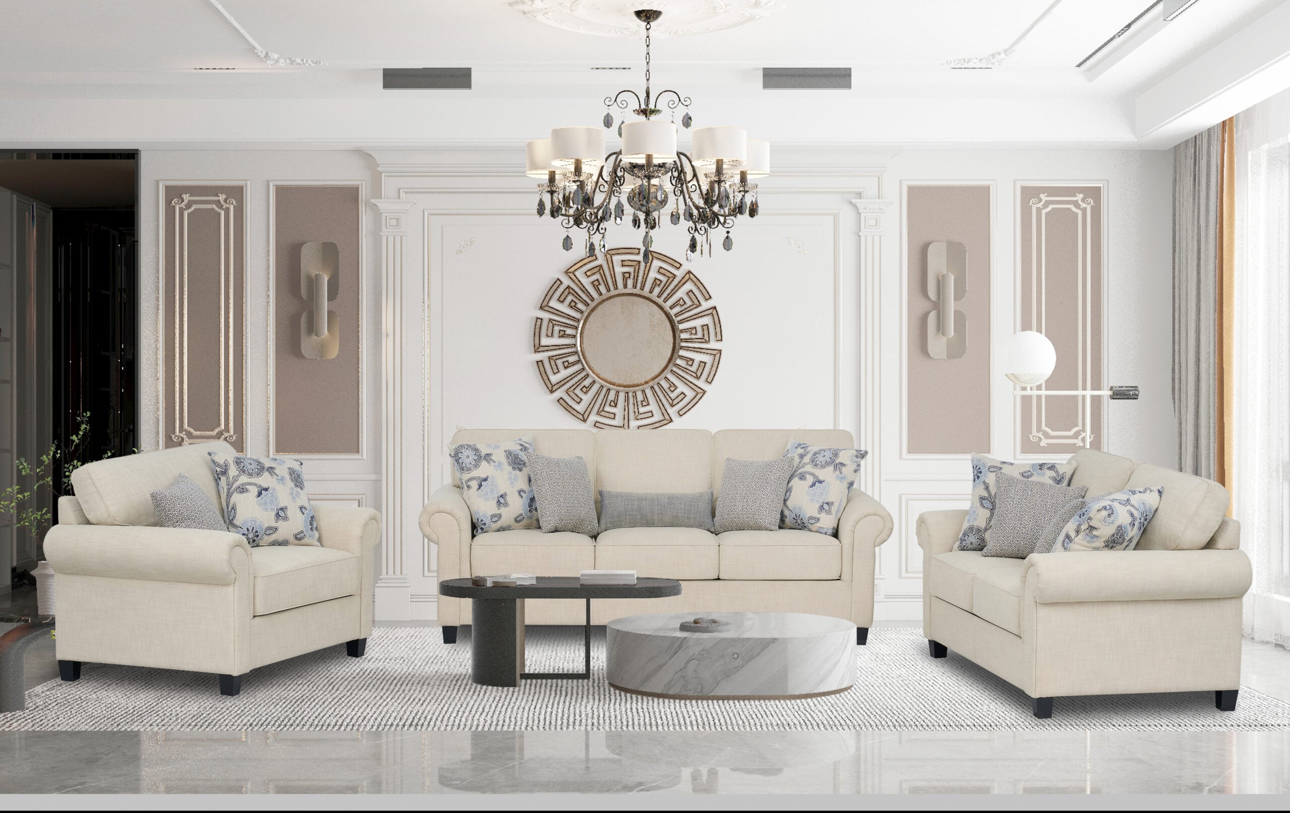 2 New Jemima 6 Seater Sofa – Light Brown - Image 1