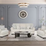 Luther 6 seater beige sofa set with three-seater sofa and two armchairs