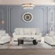 Luther 6 seater beige sofa set with three-seater sofa and two armchairs