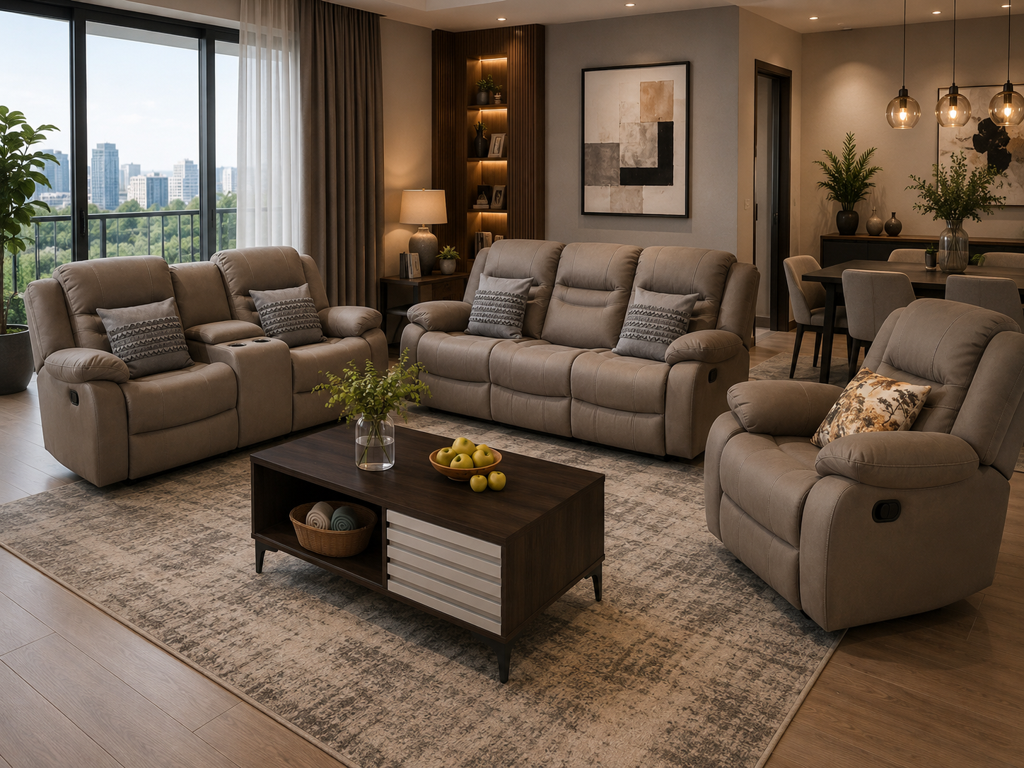 ChatGPT Image Aug 6, 2026, 05_37_20 PM Malkia 6-seater taupe recliner sofa set in a modern living room