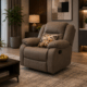 Malkia single taupe recliner chair with plush cushioning in a modern living room