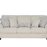 New Luther 3 seater beige sofa with rolled arms