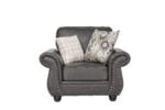 Nancy single seater Black Coffee sofa with rolled arms and nailhead detailing