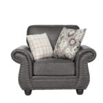 Nancy single seater Black Coffee sofa with rolled arms and nailhead detailing