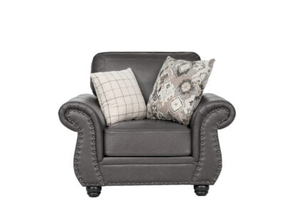 Nancy single seater Black Coffee sofa with rolled arms and nailhead detailing