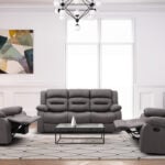 New Follow 5-seater grey recliner sofa set in a modern living room