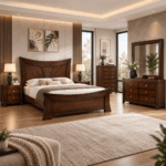 Zecna king size bed in white wash finish with curved headboard and matching footboard