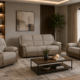Comfort Lux 6-seater beige recliner sofa set in a modern living room