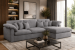 Lenora L-shaped corner sofa in light grey for a modern living room
