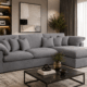 Lenora L-shaped corner sofa in light grey for a modern living room