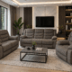 New Sienna 6-seater grey recliner sofa set in a modern living room
