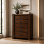 Rosita walnut chest of drawers with five spacious drawers