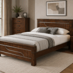 Torino King Bed in dark wood finish with detailed headboard and footboard