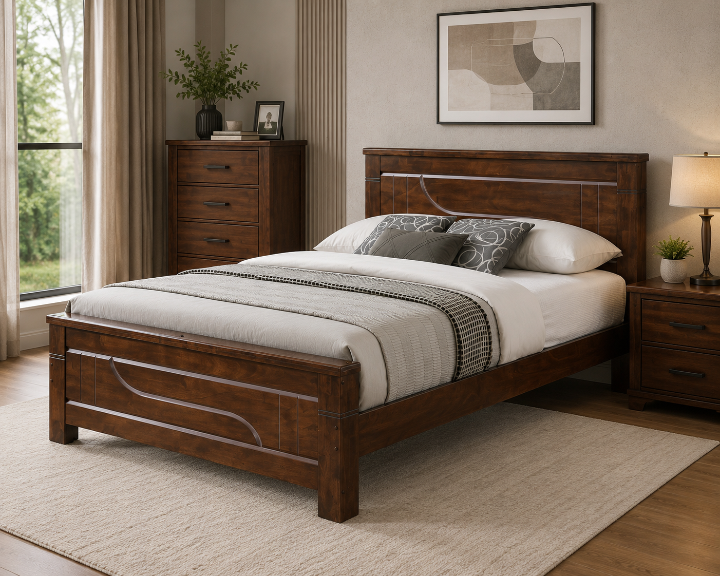 torino Torino King Bed in dark wood finish with detailed headboard and footboard