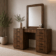 Vienna Dresser with Mirror in Dark Tivol with multiple drawers and fluted wood detailing