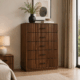 Vienna 5 Drawer Chest of Drawers in Dark Tivol with vertical fluted wood detailing