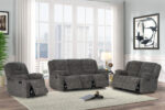 New Crescent 6-seater dark grey recliner sofa set in a modern living room