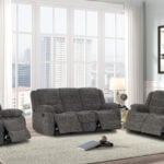 New Crescent 6-seater dark grey recliner sofa set in a modern living room