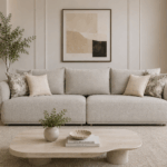 Alto 2 seater LAF stationary sofa in grey with plush cushions