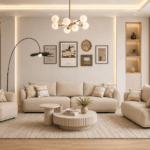 Alto 6 seater beige sofa in a modern living room