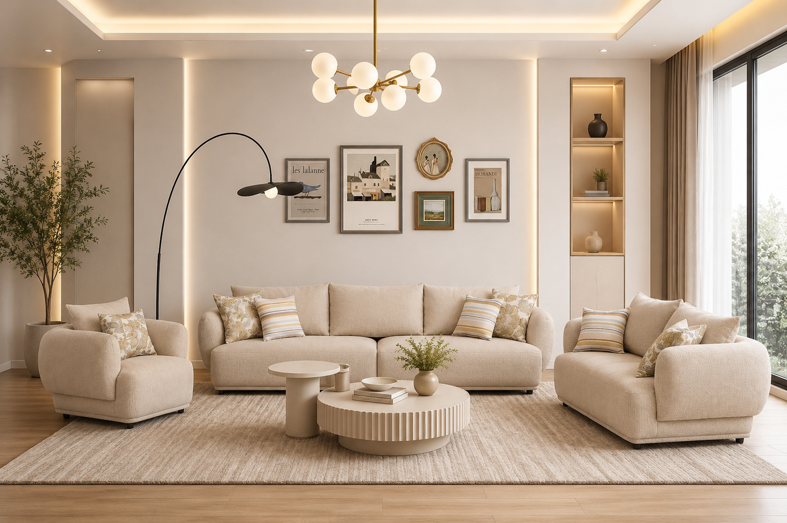 alto-beige Alto 6 seater beige sofa in a modern living room