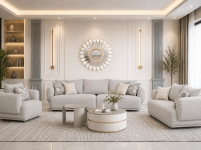 Alto 6 seater grey sofa in a modern living room