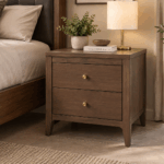 Carlton Bedside Table with two drawers and rich walnut wood finish