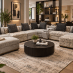 Maison corner sectional sofa with neutral upholstery and patterned cushions in a modern living room