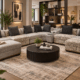 Maison corner sectional sofa with neutral upholstery and patterned cushions in a modern living room
