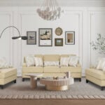 New Emmeline 6 seater cream sofa set with comfortable cushioned seating and contemporary styling.