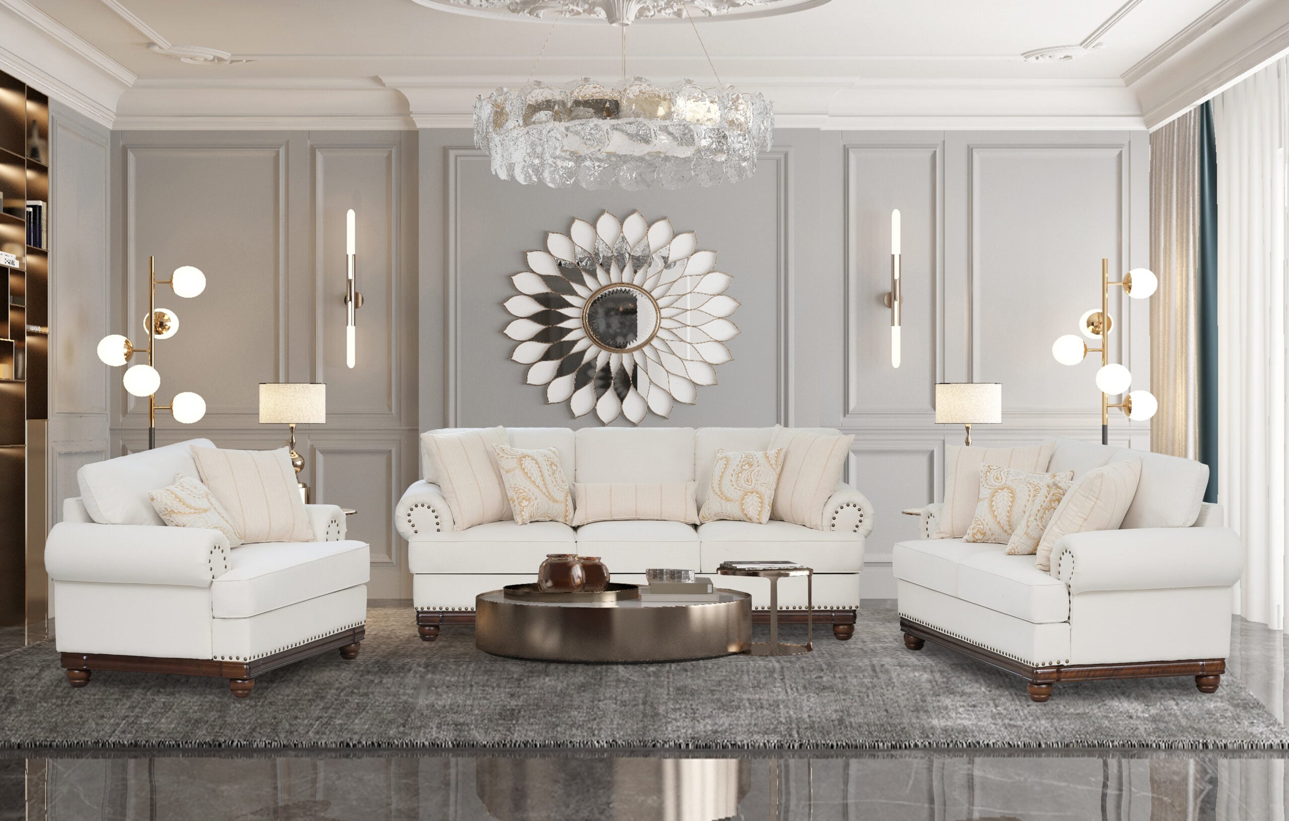 8 New Belmont 6 Seater Sofa Set – Cream - Image 1