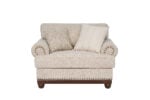 New Belmont single beige fabric sofa with rolled armrests, decorative stud detailing and wooden feet.
