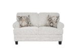 Niki 2 seater grey fabric sofa with plush cushions and contemporary styling.