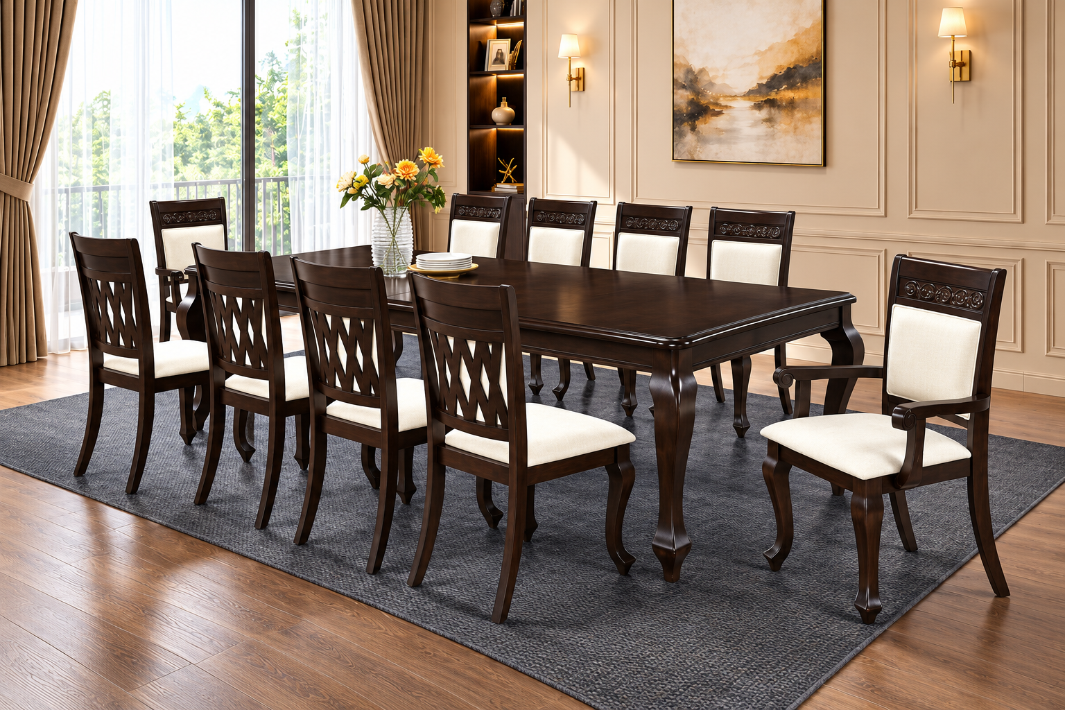 Gainda dining set Gainda dark wood 10 seater dining set